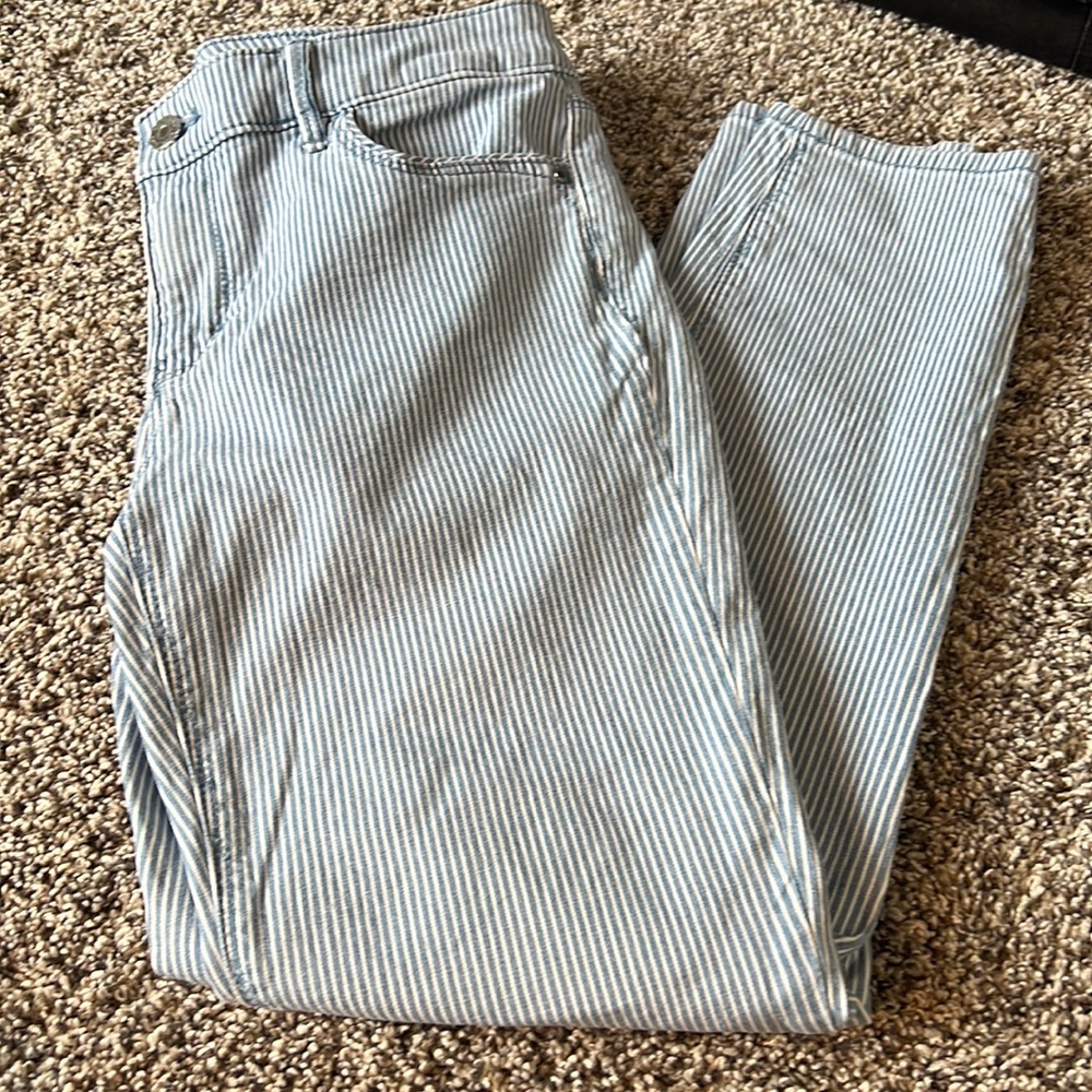 Blue white strip jeans
